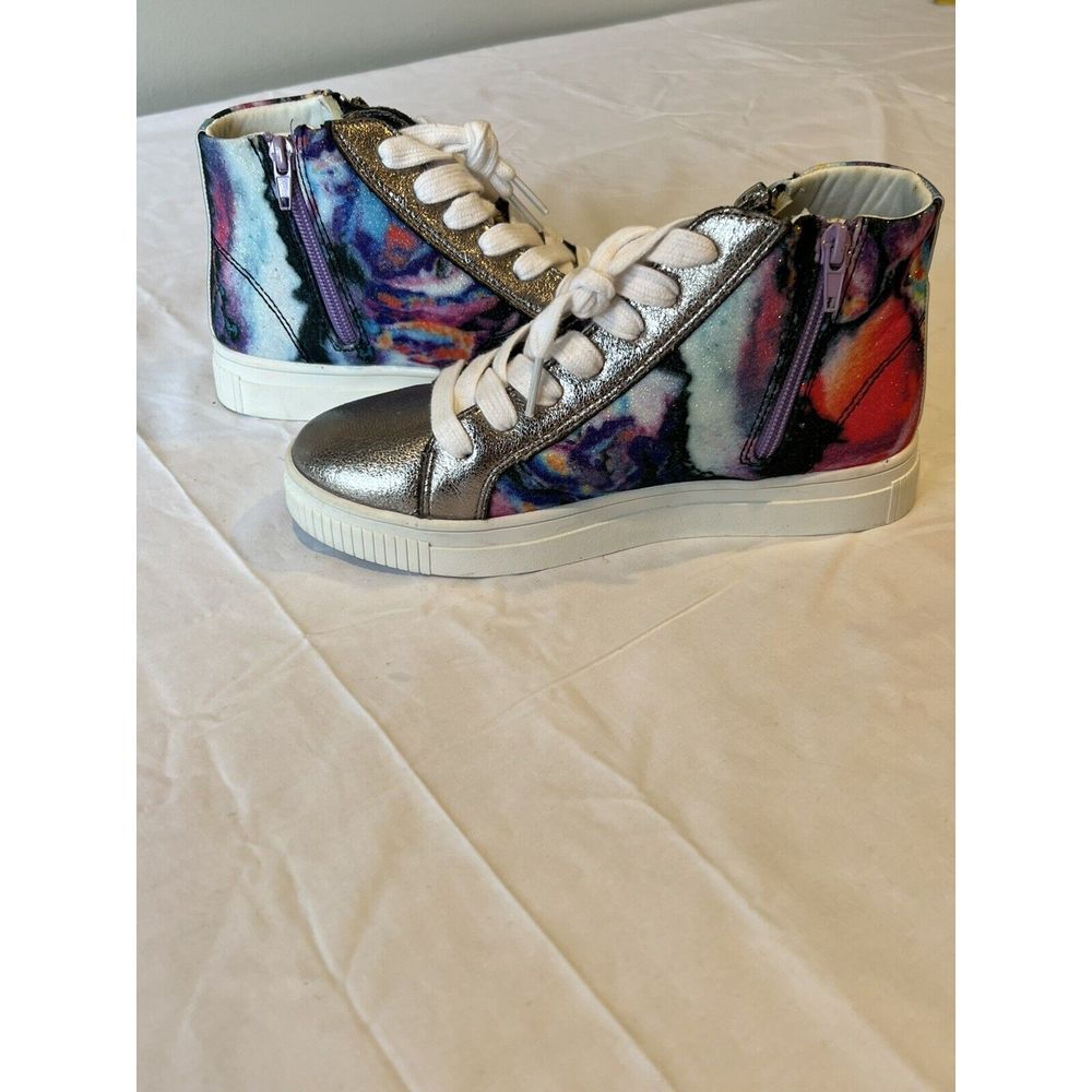 New STEVE MADDEN Girls Youth JCAPPRI Multi Colored‎ Rainbow Hi Top Sneaker 4M